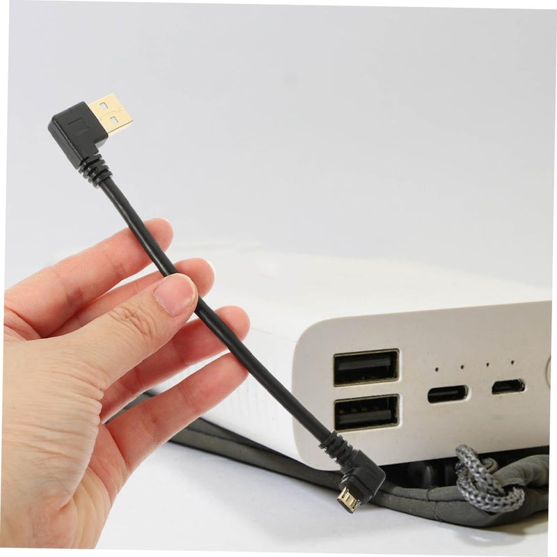 قطعتان من كابل USB صغير أسود بزاوية قائمة للشحن السريع ونقل البيانات - Image 4